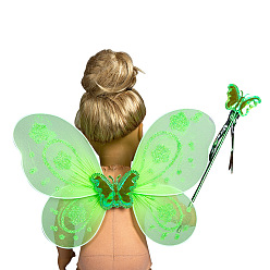 Lime Cloth Doll Toy Sets, Including Butterfly Wing & Hand Stick, for Doll Party Supplies, Lime, 200mm; 300mm