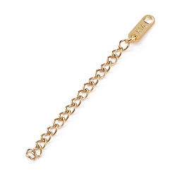 Golden 304 Stainless Steel Chain Extender, with Chain Tabs & Word K14, Golden, 60~62x3mm
