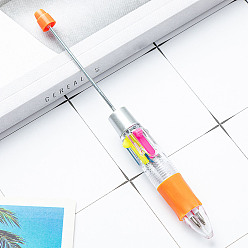 Orange Plastic Ball-Point Pen, Beadable Pen, for DIY Personalized Pen with Jewelry Beads, Orange, 149x14mm