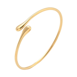 Настоящее золото 14K 304 женские браслеты-манжеты из нержавеющей стали, слеза, ионное покрытие (ip), реальный 14 k позолоченный, внутренний диаметр: 2-1/4x2-1/2 дюйм (5.6x6.45 см)