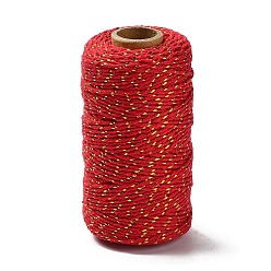 Orange Red 100M Macrame 2-Ply Cotton Braid Thread, with Spool, Round, Orange Red, 2mm, about 109.36 Yards(100m)/Roll