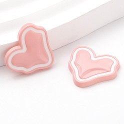 Pink Spray Painted Acrylic Cabochons, Heart, Pink, 20x22mm