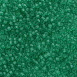 Sea Green 12/0 Grade A Round Glass Seed Beads, Transparent Frosted Style, Sea Green, 2x1.5mm, Hole: 0.8mm, 30000pcs/bag
