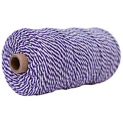 Indigo 100M Bicolor Round Cotton Cord, for Gift Wrapping, DIY Craft, Indigo, 3mm, about 109.36 Yards(100m)/Roll