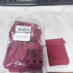 Темно-Красный 20шт. прямоугольные упаковочные мешочки из полиэстера, имитирующие мешковину, на завязках, на Рождество, свадьба и упаковка поделки, темно-красный, 9x7 см