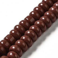 Saddle Brown Handmade Lampwork Beads Strands, Rondelle, Saddle Brown, 9~10x4.5~5mm, Hole: 2.5~3mm, about 68~71pcs/strand, 14.17~16.14 inch(36~41cm)