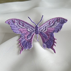 Medium Orchid Butterfly Self Adhesive Computerized Embroidery Cloth Iron on/Sew on Patches, Costume Accessories, Appliques, Medium Orchid, 50x80mm
