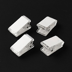 Clear Transparent PP Plastic Clips, with Double-Sided Sticker, Rectangle, Clear, 26x13x13mm, 4pcs/bag
