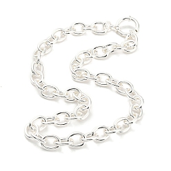 Silver Ion Plating(IP) 304 Stainless Steel Cable Chain Necklaces, Silver, 17.68 inch(44.9cm)