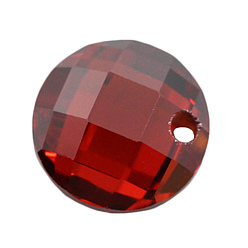 Темно-Красный Кубического циркония прелести, граненые, плоско-круглые, темно-красный, 2x4 мм, отверстие : 0.7~0.8 мм