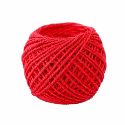 Red 50M Jute Cord, Round, for Gift Wrapping, Party Decoration, Red, 2mm, about 54.68 Yards(50m)/Roll