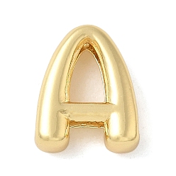 Letter A Медные подвески-слайдеры, стойки покрытие, без свинца и без кадмия, долговечный, реальный 18 k позолоченный, буква a, 13.5x11x4.5 мм, отверстие : 10.5x2 мм