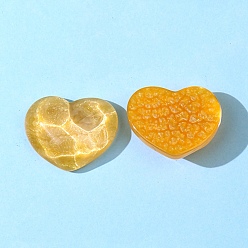 Оранжевый Прозрачные смолы кабошоны, сердце с водной рябью, оранжевые, 17x21 мм