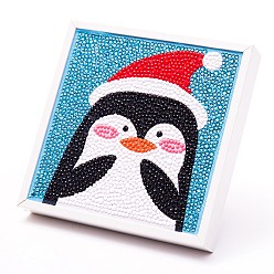 Пингвин Diy Рождественская тема квадратная алмазная картина комплект, включая сумку со стразами из смолы, алмазная липкая ручка, поднос тарелка и клей глина, пингвин, 150x150 мм