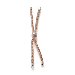 Tan Nylon Twisted Cord Bracelet, with Brass Cord End, for Slider Bracelet Making, Tan, 9 inch(22.8cm), Hole: 2.8mm, Single Chain Length: about 11.4cm