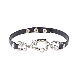 One silver Edgy Gothic Punk Alloy Diamond Choker with Dark Clasp and Chain Bracelet Set