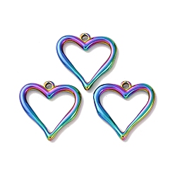 Rainbow Color 304 подвески из нержавеющей стали, шарма сердца, ионное покрытие (ip), Радуга цветов, 23.5x23.5x3 мм, отверстие : 1.8 мм