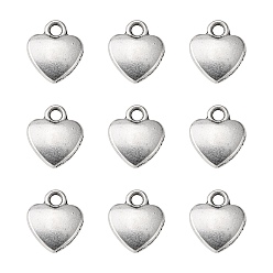 Argent Antique Breloque en alliage de style tibétain, sans plomb et sans cadmium, argent antique, cœur, longueur d'environ 12 mm ,  largeur de 10 mm, 2.5 mm d'épaisseur trou: 2 mm