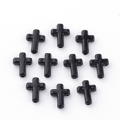 Black Opaque Acrylic Beads, Cross, Black, 16x12x4.5mm, about 1230pcs/500g