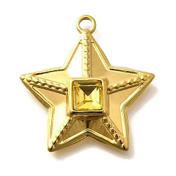 Цитрин 304 подвески из нержавеющей стали, со стразами, реальный 18 k позолоченный, ионное покрытие (ip), звезда, цитрин, 26x24.5x6 мм, отверстие : 2 мм