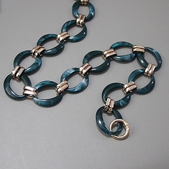 Teal Resin Bag Handles, with Iron Clasp, for Bag Straps Replacement Accessories, Light Gold, Teal, 80cm