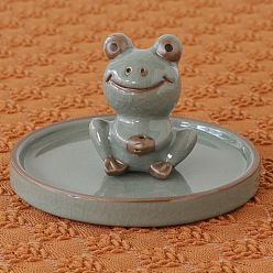 Ge Kiln Frog Plate 1 Creative Brother Kiln Ceramic Plate Frog Sandalwood Incense Insert Incense Ice Crack Indoor Incense Office Zen Ornament