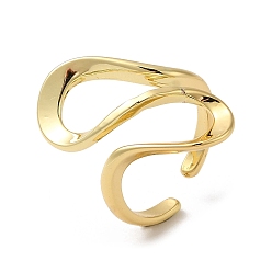 Real 18K Gold Plated Brass Open Cuff Rings, Ribbon Ring for Women, Real 18K Gold Plated, 2~27mm, Inner Diameter: 17mm