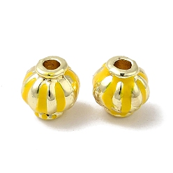 Yellow Rack Plating Alloy Enamel Beads, Long-Lasting Plated, Real 18K Gold Plated, Lantern, Yellow, 6x6mm, Hole: 1.6mm
