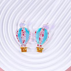 Разноцветный Акриловые серьги-гвоздики в виде воздушного шара, платина, красочный, 32x64 мм