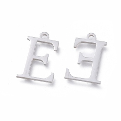 Letter E 304 Stainless Steel Charms, Greek Alphabet, Stainless Steel Color, Letter.E, 13.8x9.5x1mm, Hole: 1.2mm