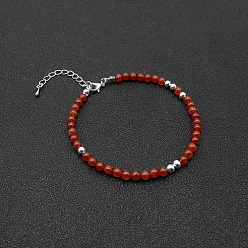 Red Agate Natural Red Agate Bead Bracelet, 7-1/8 inch(18cm)