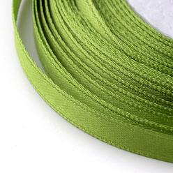 Olive Drab High Dense Single Face Satin Ribbon, Polyester Ribbons, Olive Drab, 1/4 inch(6~7mm), about 25yards/roll, 10rolls/group, about 250yards/group(228.6m/group)
