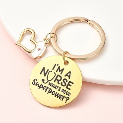 Золотой 304 брелок из нержавеющей стали и сплава, с 304 кольцами из нержавеющей стали, сердце, золотые, 6.2 см, Кулон : 20~30 мм