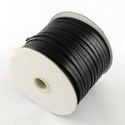 Black Flat Korean Waxed Polyester Cord, Black, 8x1mm, about 90.76 yards(83m)/roll