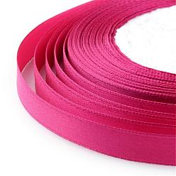 Deep Pink High Dense Single Face Satin Ribbon, Polyester Ribbons, Deep Pink, 1/4 inch(6~7mm), about 25yards/roll, 10rolls/group, about 250yards/group(228.6m/group)