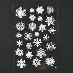 Снежинка Водостойкие пластиковые самоклеящиеся наклейки, белые, снежинка шаблон, 15x10.5x0.01 см, наклейки: 15~30x13~26 мм
