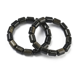 Золотой Обсидиан Колонна из натуральных золотистых бусин обсидиана, эластичные браслеты для женщин и мужчин, внутренний диаметр: 2.17 дюйм (5.5 см)