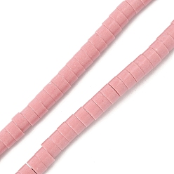 Лосось Нити бусин из искусственного камня лавы ручной работы, колонка, яркие глазированный фарфор, salmon, 4x2~2.5 мм, отверстие : 0.6 мм, около 155~157 шт / нитка, 14.96~15.16'' (38~38.5 см)