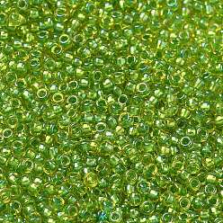(RR3739) Fancy Lined Celery MIYUKI Round Rocailles Beads, Japanese Seed Beads, (RR3739) Fancy Lined Celery, 11/0, 2x1.3mm, Hole: 0.8mm, about 50000pcs/pound