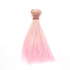Pink High Temperature Fiber Long Straight Ombre Hairstyle Doll Wig Hair, for DIY Girl BJD Makings Accessories, Pink, 5.91 inch(15cm)
