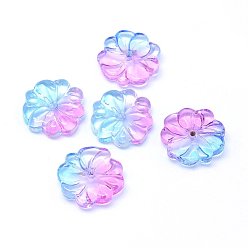 Colorful Transparent Glass Beads, Flower, Two Tone, Colorful, 15x4mm, Hole: 1.2mm