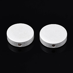 Кремово-белый Расписные бусы из натурального дерева, жемчужные, плоско-круглые, кремово-белые, 15x4.5 мм, отверстие : 1.8 мм