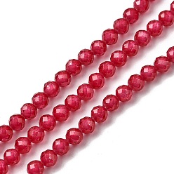 Светло-Вишневый Бусы из циркония, граненые, круглые, светло-вишневый, 3 мм, отверстие : 0.5 мм, около 132 шт / нитка, 14.57~14.76 дюйм (37~37.5 см)