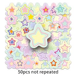 (52) Непрозрачная лаванда 50 шт., самоклеящиеся наклейки из ПВХ с милыми звездами, водонепроницаемые наклейки, для diy альбомов дневник, ноутбук украшения мультфильм скрапбукинг, разноцветные, 55~85 мм