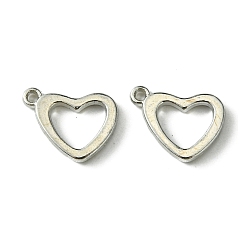 Platinum Alloy Pendants, heart, Platinum, 9.5x12.5x2mm, Hole: 1.2mm
