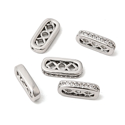 Платина Латунные микропаве прозрачные кубические циркониевые распорки, 3-луночное, прямоугольные, платина, 10x4.5x2 мм, отверстие : 1.2 мм