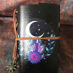Flower PU Imitation Leather Notebooks, Travel Journals, with Paper Booklet & PVC Pocket, Witchcraft Supplies, Flower, 150x104x15mm