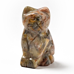 Сумасшедший Агат Натуральные сумасшедшие агатовые скульптуры, для домашнего офисного стола, кошка, 48~50x31~33x21~23 мм