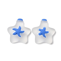 Синий Прозрачный кабошон из смолы, морская звезда, синие, 24x22x6.5 мм