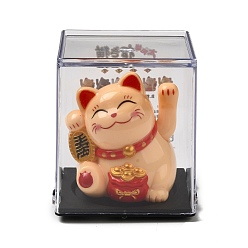 Sandy Brown Plastic Solar Powered Japanese Lucky Cat Figurines, for Home Car Office Desktop Decoration, Sandy Brown, 65x54x49mm